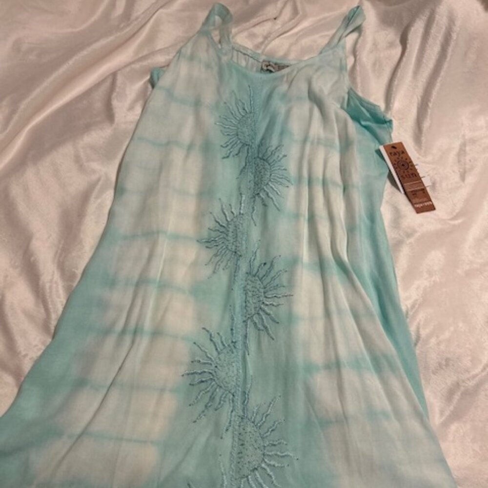 NWT Women's Raya Sun Turquoise Tie Dye Dress/Swim Cover-Up Sz M